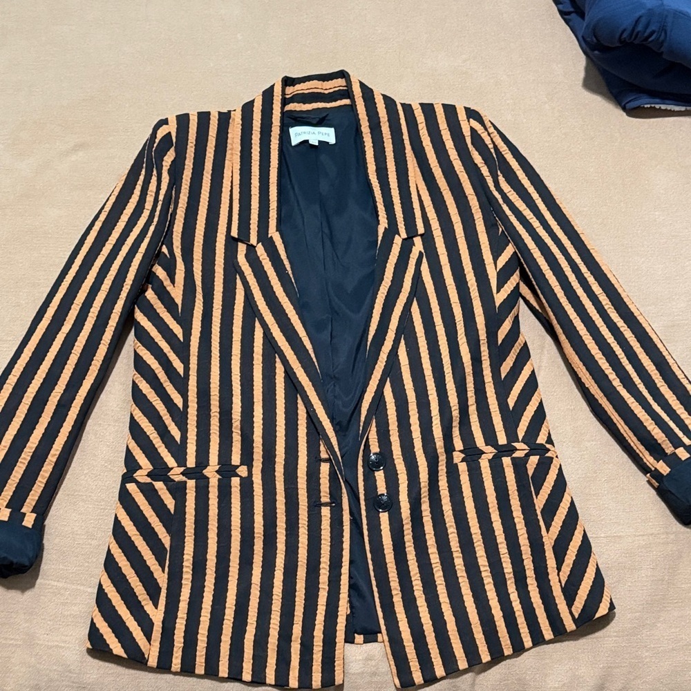 Striped Black and Orange Blazer - Picture 10 of 14